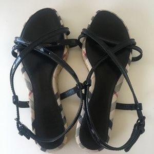 Women's BURBERRY Canvas Leather Espadrille Sandals